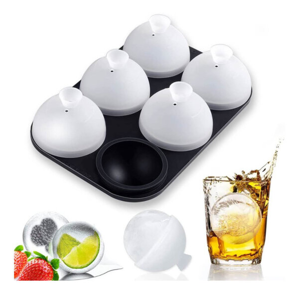 Eiswürfelform Kugel Silikon, 5cm, Faltbar, Auslaufsicher, BPA Frei, Runde Eiskugelform