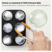 Eiswürfelform Kugel Silikon, 5cm, Faltbar, Auslaufsicher, BPA Frei, Runde Eiskugelform