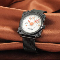 MicLee Herren Uhr, Modellnr nicht verfügbar, Chronograph, quadratisches Zifferblatt, wasserdicht, Edelstahl-Mesh Band, verstellbar.