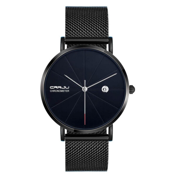 MicLee Herren Unisex Analog Chronograph Armbanduhr Wasserdicht Quarz Kalender Edelstahl Milanaise Mesh Band