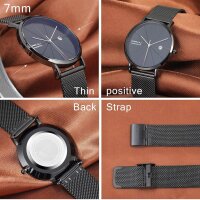 MicLee Herren Unisex Analog Chronograph Armbanduhr Wasserdicht Quarz Kalender Edelstahl Milanaise Mesh Band