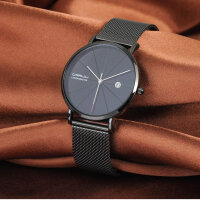 MicLee Herren Unisex Analog Chronograph Armbanduhr Wasserdicht Quarz Kalender Edelstahl Milanaise Mesh Band