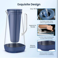 GLACIER FRESH, 3 L, Water Filter Jug, Activated Carbon + Ultrafiltration, Reduces Chlorine, Fluoride, Limescale, Heavy Metals, Blue