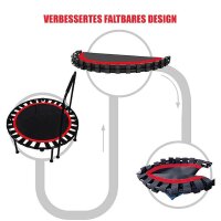 SESAMIS Foldable Fitness Trampoline, Load Capacity 200 kg, Non-Slip, Low Noise, Adjustable Handrail Height, Ideal for Indoor/Outdoor