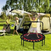SESAMIS Foldable Fitness Trampoline, Load Capacity 200 kg, Non-Slip, Low Noise, Adjustable Handrail Height, Ideal for Indoor/Outdoor