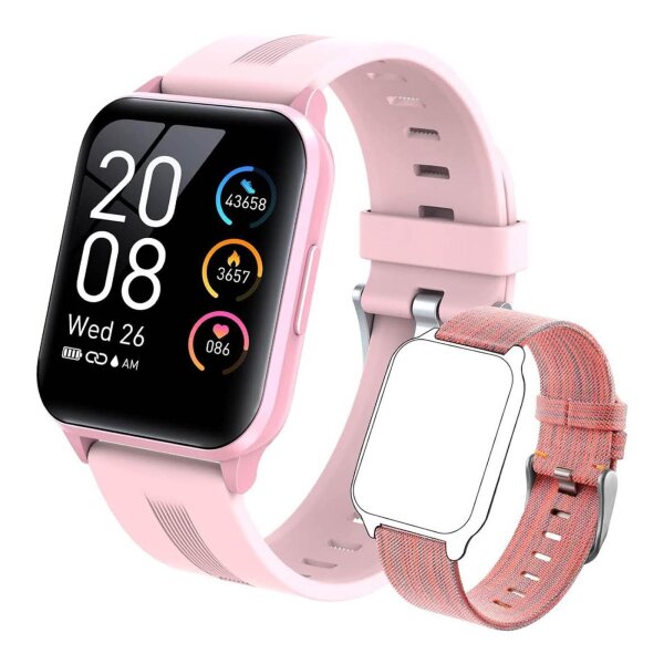 MicLee Smartwatch 1.69 inch Fitness Tracker Waterproof Heart Rate Monitor Pedometer for iOS Android two bracelets