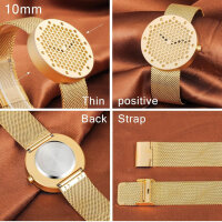 MicLee Herren Uhr, Hohl Bienenwabe Zifferblatt, Quarz, 30M wasserdicht, Edelstahl Milanaise Mesh, einzigartig verstellbar