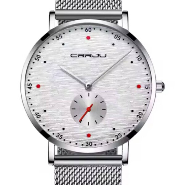 MicLee Mens Watch, Analog Chronograph, Waterproof, Quartz, Stainless Steel Milanese Mesh Band, Adjustable, Silver