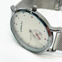 MicLee Mens Watch, Analog Chronograph, Waterproof, Quartz, Stainless Steel Milanese Mesh Band, Adjustable, Silver