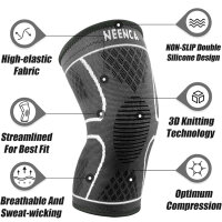 NEENCA Sports Knee Brace 2-Pack S Gray Breathable Compression Patella Knee Support for Meniscus Tear Osteoarthritis Rehabilitation Running Football