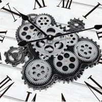 LaFocuse Mobile Wall Clock Giant, Vintage Steampunk, 57 cm, Wood, Roman Numerals, ideal for living room and kitchen