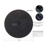 LaFocuse Mobile Wall Clock Giant, Vintage Steampunk, 57 cm, Wood, Roman Numerals, ideal for living room and kitchen