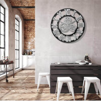 Lafocuse Wall Clock XXL 60 cm Industrial Silver Vintage...