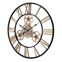 LaFocuse große Industriewanduhr, 61 cm, Steampunk, Vintage, ruhiges Metallskelett, römische Zahlen, ideal für Wohnzimmer oder Bar