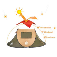 Pop-up tent for 2-4 people, ultralight camping tent with automatic awning and sun protection, army green XL