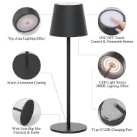 Klighten LED Tischleuchte 2er Set dimmbar, kabellos, warmes Licht 3000K, USB-C, Aluminium, wasserdicht, für Innen & Außen