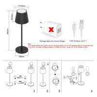 Klighten LED Tischleuchte 2er Set dimmbar, kabellos, warmes Licht 3000K, USB-C, Aluminium, wasserdicht, für Innen & Außen
