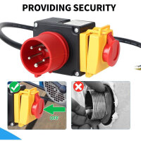 SWAWIS Notausschalter KOA7, 3-phasig, 400V, Sicherheitsschalter, 80cm Kabel, Nullspannungsschalter, Notaus