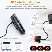 Bellalicht LED lighting kit 60 Lux USB rechargeable 2600 mAh front and rear light waterproof IPX5