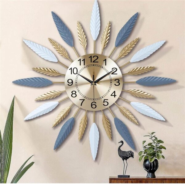 Lafocuse Wanduhr, 56 cm, moderne Wanduhr, goldmetall, kreative Dekoration für Salon, Schlafzimmer, Büro, Küche