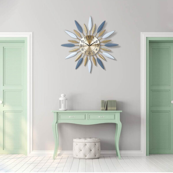 Lafocuse Wall Clock, 56 cm, Modern Wall Clock, Gold Metal, Creative Decoration for Living Room, Bedroom, Office, Kitchen