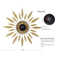 Lafocuse Wall Clock, 56 cm, Modern Wall Clock, Gold Metal, Creative Decoration for Living Room, Bedroom, Office, Kitchen