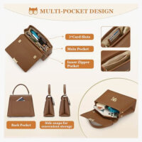 BAICLES Handbag Women Medium Shopper Expandable Brown Leisure Party Work