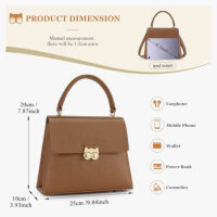 BAICLES Handbag Women Medium Shopper Expandable Brown Leisure Party Work
