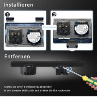 TAWOIA Touch Light Switch, EU Standard, 1 Gang Socket, 2.5D Curved Glass Panel, 86x157mm, Black