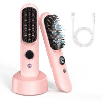 Cordless Hair Straightener Brush, Mini with 8400mAh...