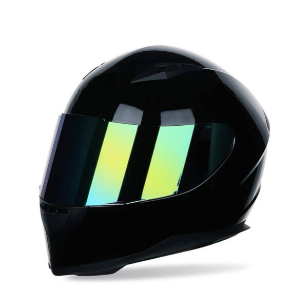 FREEUP motorcycle helmet, size L, full-face helmet, racing helmet, mirrored visor, black, for men and women