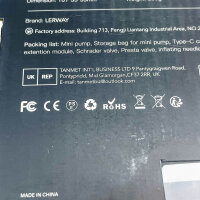 Lerway Tragbarer Luftkompressor 150pSL, Mini-Pumpe für Elektrofahrrad, 5700mAh, Digital LCD Screen, wiederaufladbar