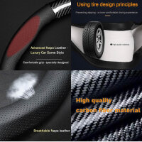 Autsop Lenkradbezug Universal 14.5-15 Zoll, perforiertes Nappa Leder, Kohlefaser, für Sommer & Winter, Auto Zubehör