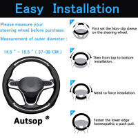 Autsop Lenkradbezug Universal 14.5-15 Zoll, perforiertes Nappa Leder, Kohlefaser, für Sommer & Winter, Auto Zubehör