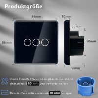 TAWOIA touch light switch 3-way, flush-mounted, 2.5D...