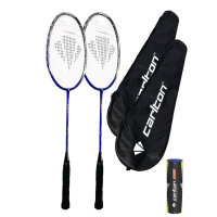 Carlton Airblade Elite badminton rackets, 2 pieces, including protective covers, 6 shuttles, lightweight, stable, ideal for leisure and training.