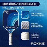 ROKNE Curve Classic LTE Pickleball Paddle, Fiberglass, Lightweight Design, ProGrit Texture, 213 g, USAPA Approved