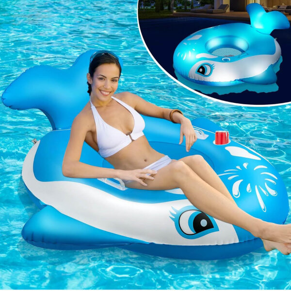 DeeprBlu Inflatable Air Mattress Floating Chair with Cup Holder, Large Mattress for Adults, Ideal for Pool and Water
