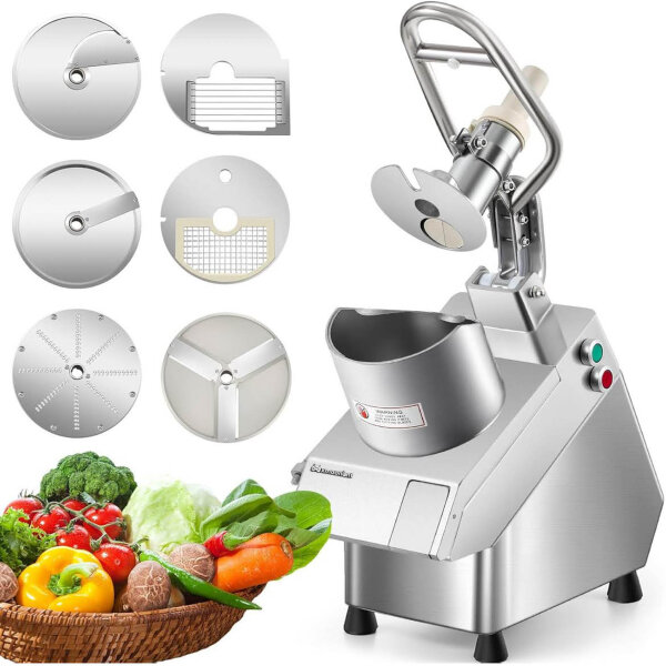 Mxmoonant 750W Electric Vegetable Slicer with 6 Cutting Discs for Slices, Strips, Cubes, and Grates, Includes Tool Kit