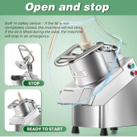 Mxmoonant 750W Electric Vegetable Slicer with 6 Cutting Discs for Slices, Strips, Cubes, and Grates, Includes Tool Kit