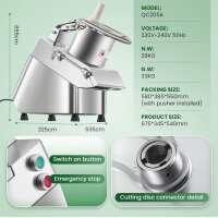 Mxmoonant 750W Electric Vegetable Slicer with 6 Cutting Discs for Slices, Strips, Cubes, and Grates, Includes Tool Kit