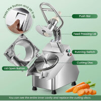Mxmoonant 750W Electric Vegetable Slicer with 6 Cutting Discs for Slices, Strips, Cubes, and Grates, Includes Tool Kit