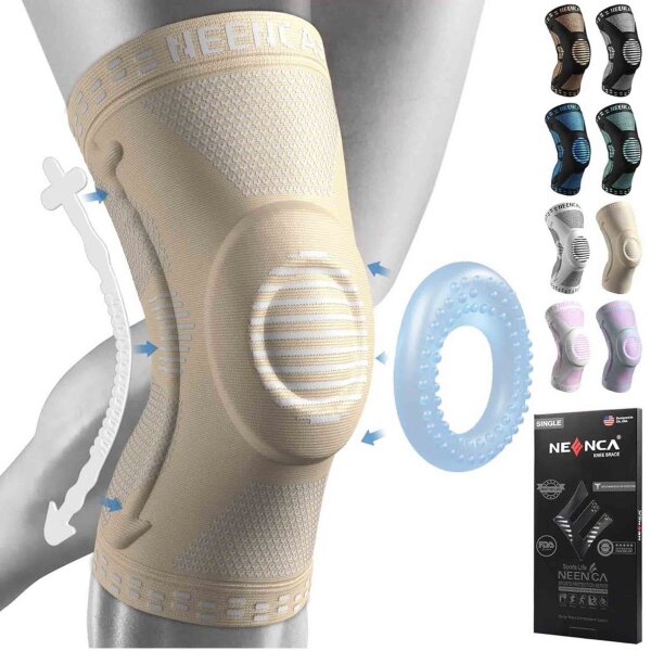 NEENCA Knee Support XL, Knee Brace, with Patella Gel Pads, Spring Side Stabilizers, for Joint Pain Relief, Meniscus Tear, Arthritis