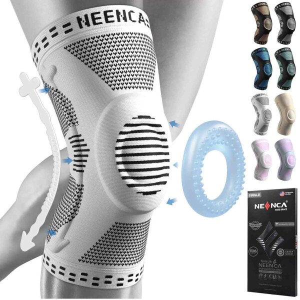NEENCA Knee Support XL, Knee Brace, with Patella Gel Pads, Spring Side Stabilizers, for Joint Pain Relief, Meniscus Tear, Arthritis