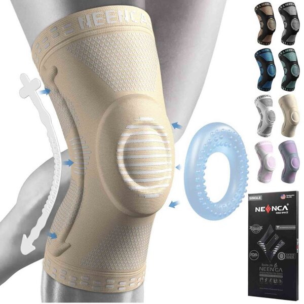 NEENCA Knee Support M, Knee Brace with Gel Pads & Spring Stabilizers, for Meniscus Tear, Arthritis, Joint Pain, Recovery.