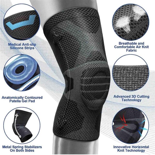 NEENCA Knee Support XL, Knee Brace, with Patella Gel Pads, Spring Side Stabilizers, for Joint Pain Relief, Meniscus Tear, Arthritis