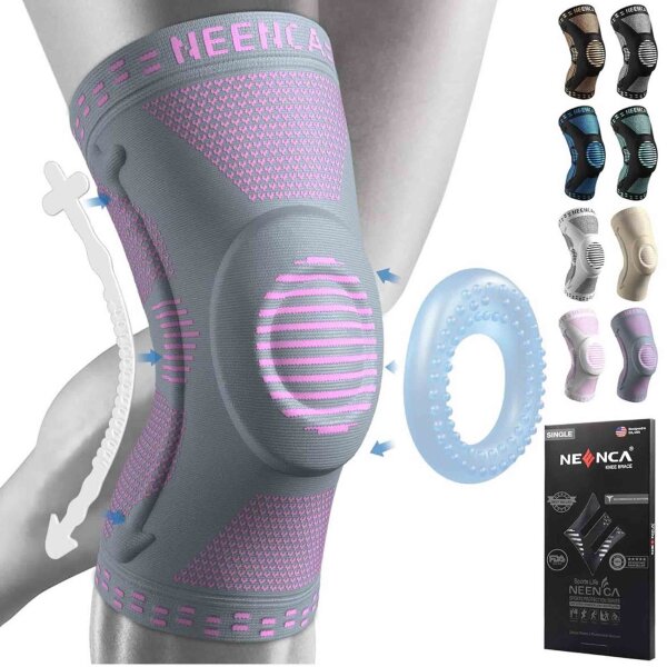 NEENCA Knee Support XXL, Compressed Knee Brace, Gel Pads, Spring Side Stabilizers, Medical, for Running, Meniscus Tear, Arthritis, Joint Pain