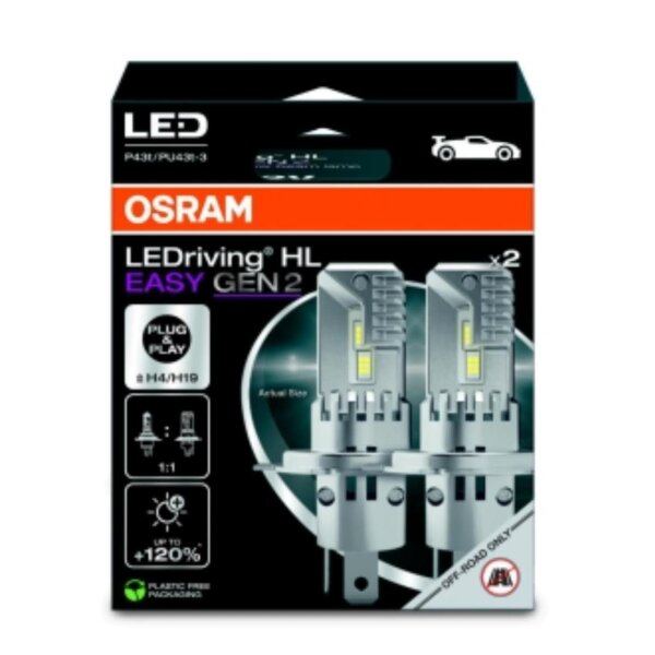 Osram LED P43t/PU43t-3, 2x LEDriving, HL EASY GEN 2, Nicht Straßenzulässig, kompakte Bauweise, hohe Lichtleistung