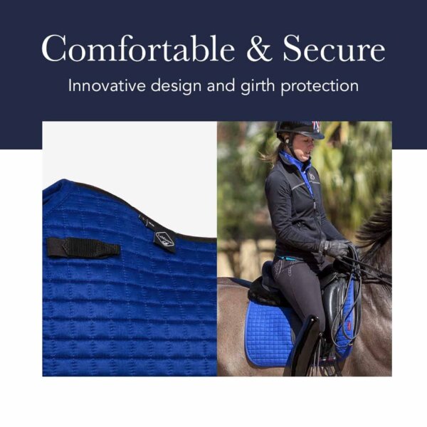 Lemieux dressage saddle pad S/M, high-quality padding, breathable, non-slip, elegant design, ideal for competitions.