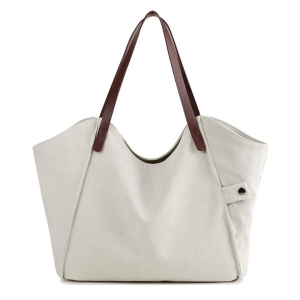 LOSMILE womens handbag hobo shopper beige, versatile, durable, ideal for the beach and everyday use.